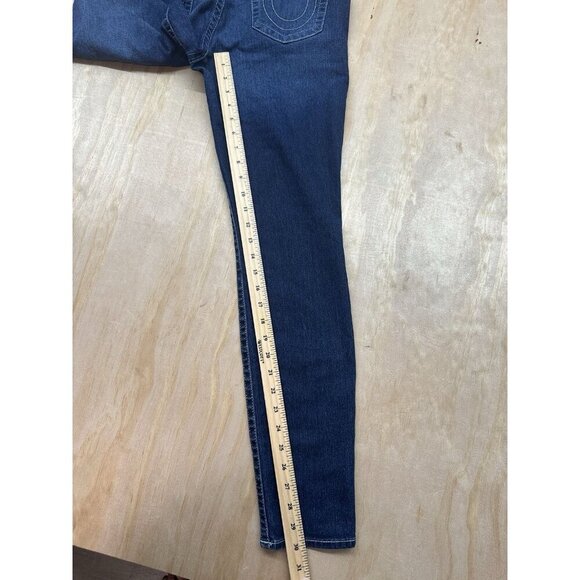 True Religion Legging Basic Overall Natural Low 9”Rise Dark Wash Retro Y2K Sz 32 - Picture 8 of 8